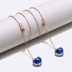 Металлическая нескользящая цепочка золотого цвета, с подвеской в виде персиково-синего сердца, для очков и масок GL1481