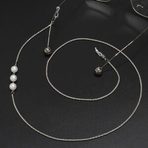 Металлическая нескользящая цепочка, с жемчужными бусинами, для очков и масок GL583