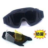 Safety shockproof tactical fog-proof with sponge goggles, set with 3 and 5 lens, 蝗虫大集合-DX