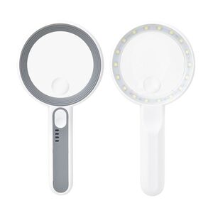 Magnifier with universal backlight, magnifying glass with handle 7518C-XX, diameter 75 mm, magnification: 5Х, 12Х