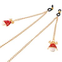 Gold-colored metal non-slip chain, with Christmas bell pendant, for glasses and masks GL032