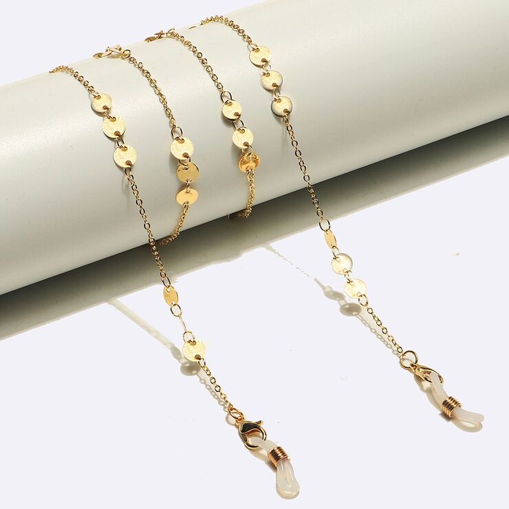 Металлическая нескользящая цепочка золотого цвета, с дисками, для очков и масок GL1633