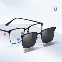 Оправа металлическая с защитой от синего света + 2 магнитные солнцезащитные насадки (клипон) 7026-GT