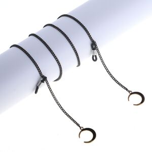 Black-colored metal non-slip chain, with pendant moon, for glasses and masks GL855
