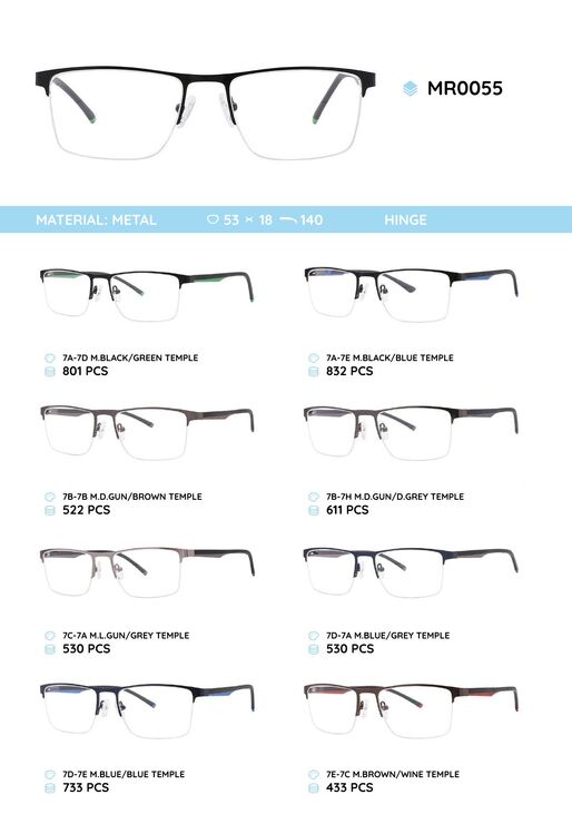 Металлическая оправа с дужками из материала TR-90 MR0055