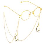 Gold-colored metal non-slip chain, with pendant polka dot, for glasses and masks GL768