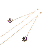 Gold-colored metal non-slip chain, with pendant moon and star, for glasses and masks GL813