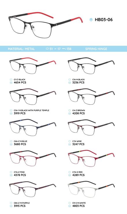 Металлическая оправа с дужками из материала TR-90 HB03-06