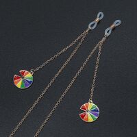 Gold-colored metal non-slip chain, with pendant rainbow, for glasses and masks GL635
