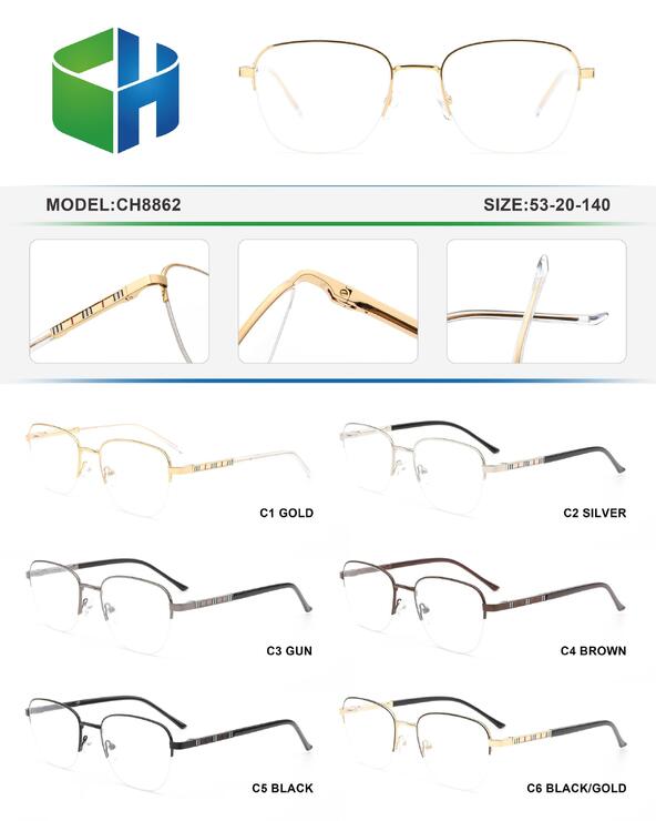 Metal frame for men with spring hinges CH8862-DA