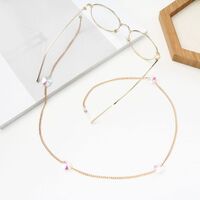 Gold-colored metal non-slip chain, with crystal octagonal beads, for glasses and masks GA051