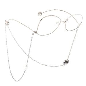 Metal non-slip chain, with pendant letter D and pearl bead, for glasses and masks GL545