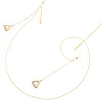 Металлическая нескользящая цепочка золотого цвета, с подвеской треугольник со стразами и жемчугом, для очков и масок GL279