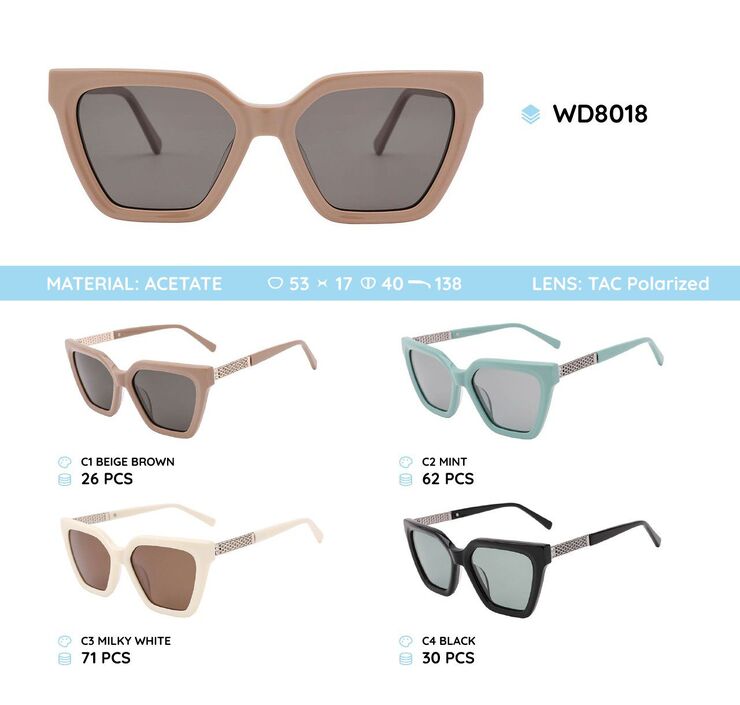 Plastic acetate frame polarized sunglasses WD8018