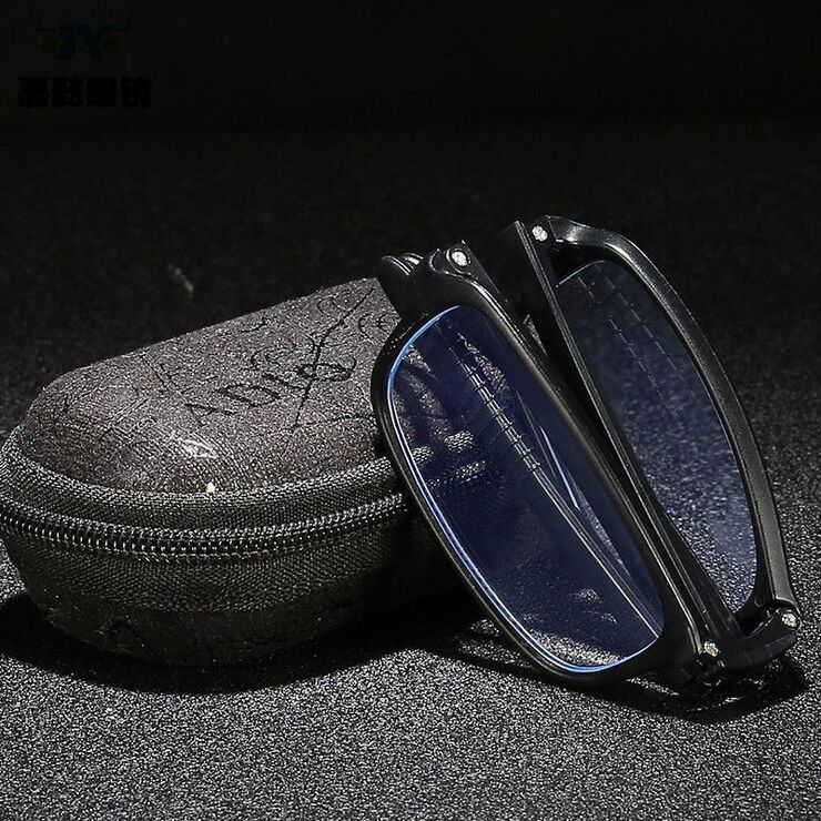 Folding metal reading glasses JY101 with Blue ray cut protection with case, diopters from +1.00 to +4.00, RMC=62-64