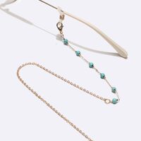 Металлическая нескользящая цепочка золотого цвета, с натуральной бирюзой, для очков и масок GL1618