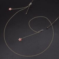 Gold-colored metal non-slip chain, with a flower and pearls, for glasses and masks GL564
