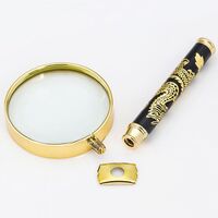 Magnifier, magnifying glass with a handle with a dragon pattern 金-龙52-XX, diameter: 48 mm, magnification: 10X
