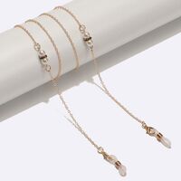 Металлическая нескользящая цепочка золотого цвета, c черным горным хрусталем и жемчугом, для очков и масок GL1562