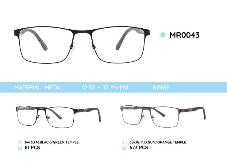 Металлическая оправа с дужками из пластика TR-90 MR0043