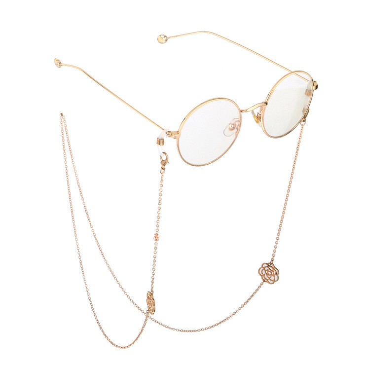 Металлическая нескользящая цепочка золотого цвета, с розой, для очков и масок GL665