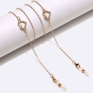 Gold-colored metal non-slip chain, with heart with rhinestone, for glasses and masks GL1457