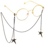 Black-colored metal non-slip chain, with pendant star, for glasses and masks GL405