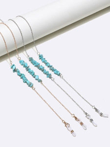 Set of two gold and silver glasses chain with turquoise stones GM116