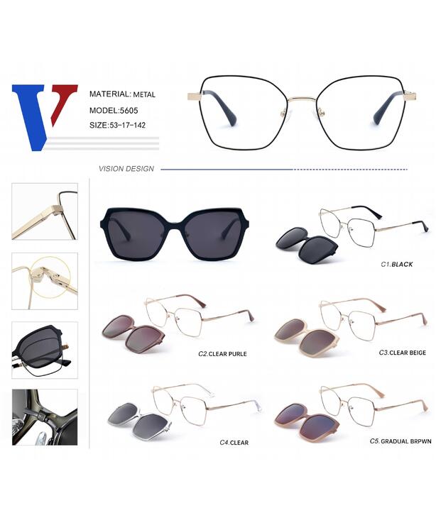 Metal frame + polarizing sun protection clip-on 5605-DA