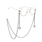 Металлическая нескользящая цепочка черного цвета, с подвеской квадрат, для очков и масок GL853