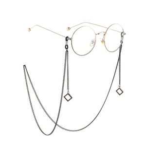 Black-colored metal non-slip chain, with pendant square, for glasses and masks GL853