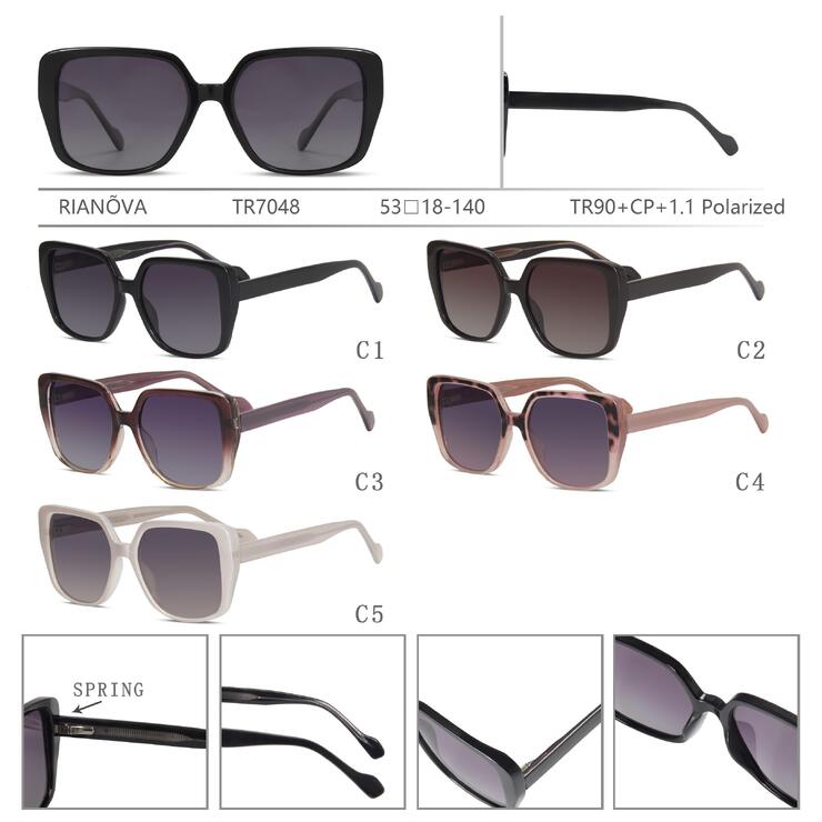 Polarized TR90+CP plastic sunglasses with spring hinges Rianova R7048