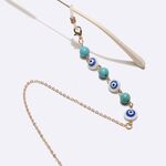 Металлическая нескользящая цепочка золотого цвета, с бирюзовыми бусинами и голубыми глазами, для очков и масок GL1741