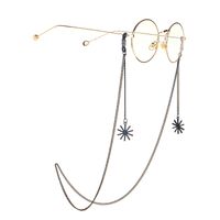 Black-colored metal non-slip chain, with pendant snowflake, for glasses and masks GL981