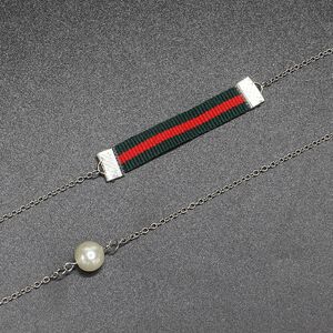 Metal non-slip chain, with cloth strap and pearl, for glasses and masks GL416