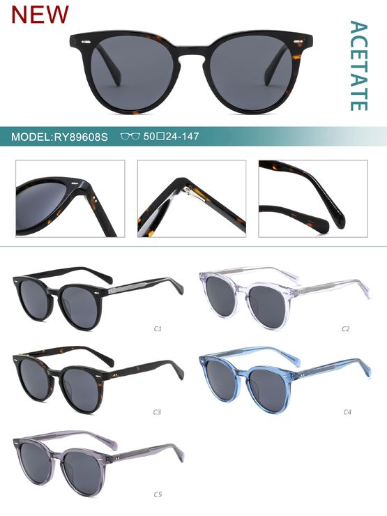 Polarized acetate plastic sunglasses with spring hinges RY89608S