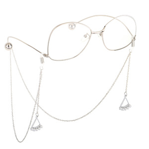 Metal non-slip chain, with pendant triangle with pearl, for glasses and masks GL246