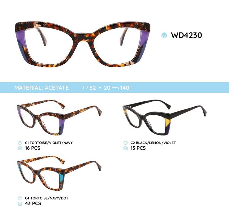 Plastic acetate eyeglasses frame for women WD4230