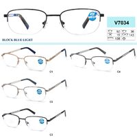 Ready-made metal frame glasses Vizzini V7034, block blue light, plastic lens, diopters +0.75 to +4.00 (step 0.25) to+5.0(step 0.50)
