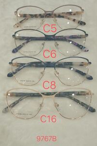Metal frame for glasses with spring hinges 9767B