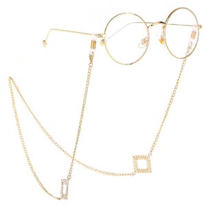 Gold-colored metal non-slip chain, with pendant square, for glasses and masks GL239