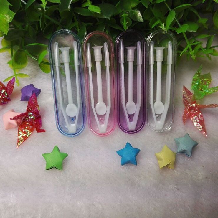 Tweezers with suction cup, color individual packaging, length 7.0 cm, for working with contact lenses, assorted colors NZH-2, order from 60 