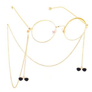 Gold-colored metal non-slip chain, with pendant sunglasses, for glasses and masks GL529