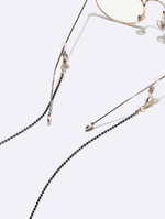 Набор из двух металлических цепочек для очков с розовыми треснувшими акриловыми бусинами GM154