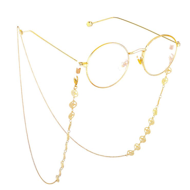 Gold-colored metal non-slip chain, with tree of life, for glasses and masks GL686