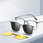 Оправа металлическая с защитой от синего света + 2 магнитные солнцезащитные насадки (клипон) 7600-GT