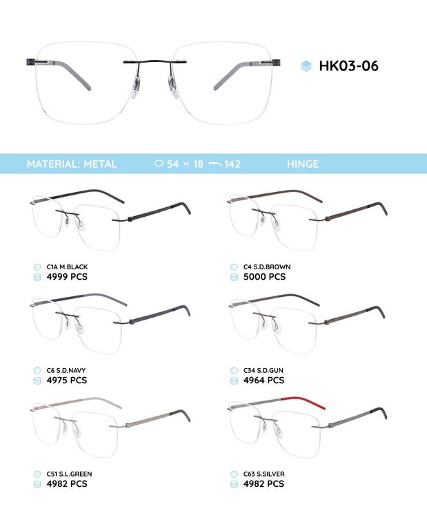 Metal rimless frame with TR-90 temples HK03-06