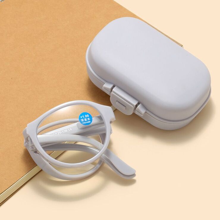 Plastic glasses for reading, portable, with case, with Blue ray cut protection, diopters from 0.00 to +4.00, KY666-3折叠
