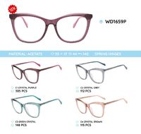 Plastic acetate eyeglasses frame with spring hinges WD1659P