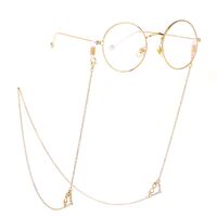 Gold-colored metal non-slip chain, with heart with rhinestone, for glasses and masks GL258